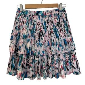 J. Crew 2-Tiered Pleated Watercolor Skirt
